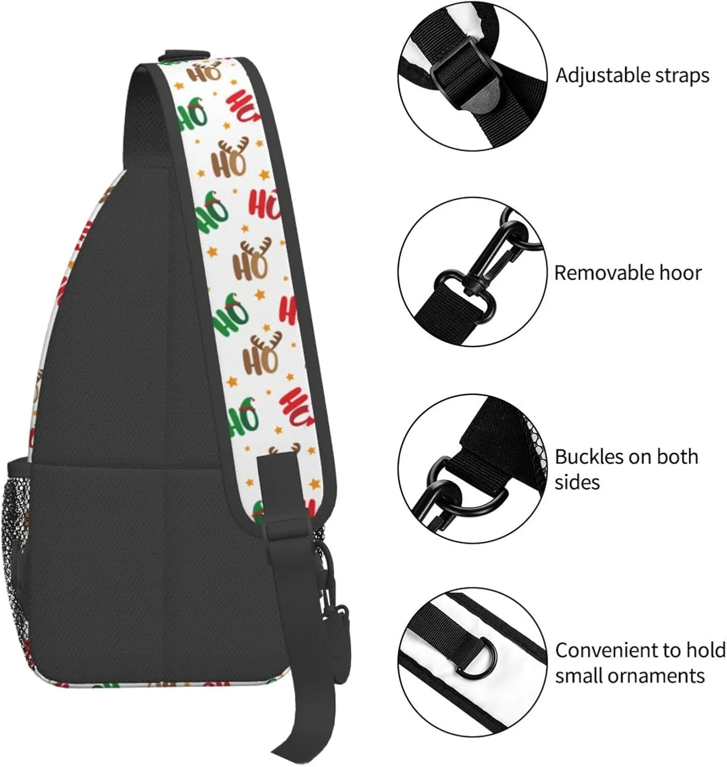 Christmas Crossbody Sling Bag For Women Men Adjustable Ho Ho Ho Christmas Chest Bag Shoulder Bag Sling Backpack Merry Xmas Daypack Christmas Gifts