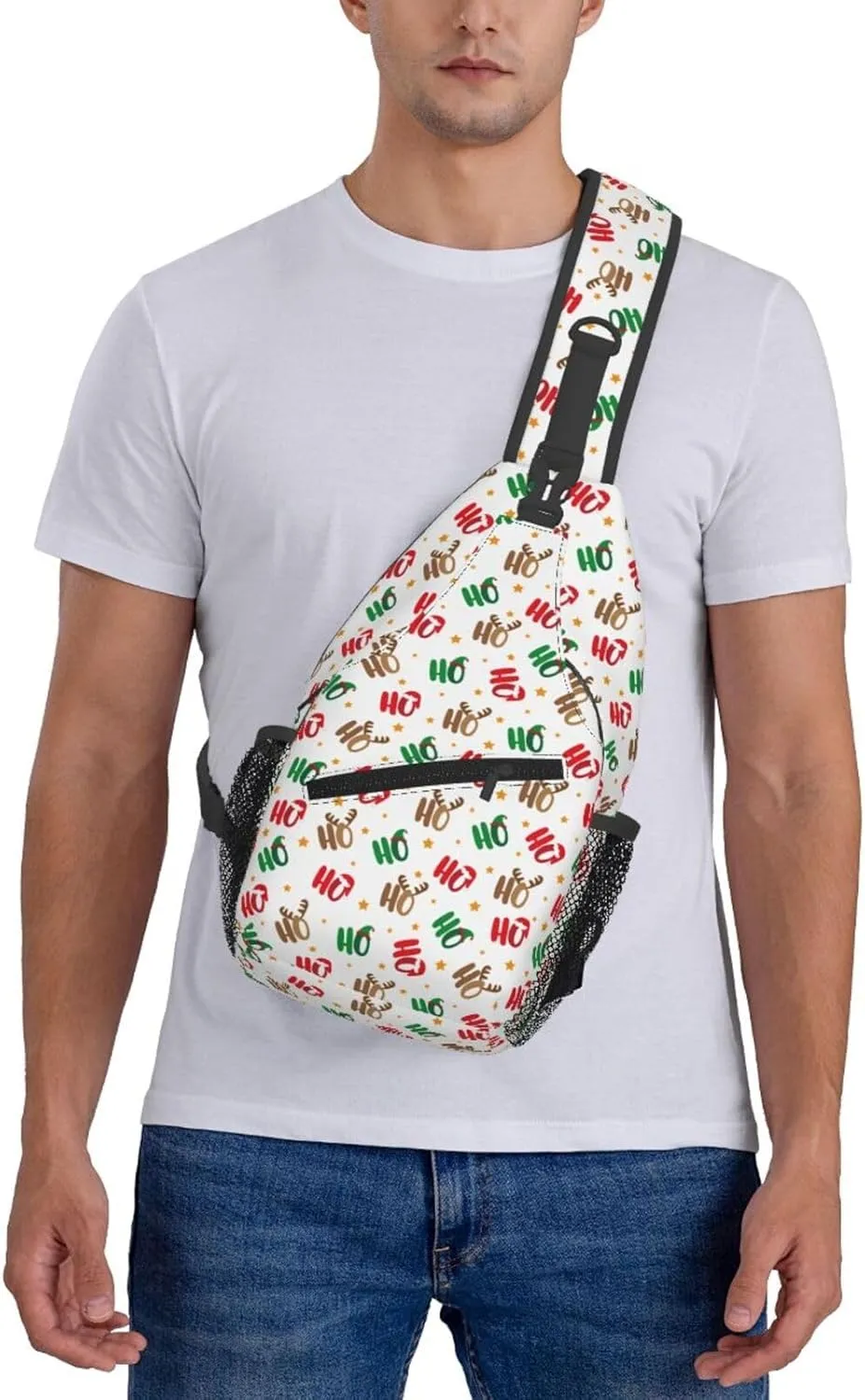 Christmas Crossbody Sling Bag For Women Men Adjustable Ho Ho Ho Christmas Chest Bag Shoulder Bag Sling Backpack Merry Xmas Daypack Christmas Gifts
