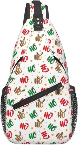 Christmas Crossbody Sling Bag For Women Men Adjustable Ho Ho Ho Christmas Chest Bag Shoulder Bag Sling Backpack Merry Xmas Daypack Christmas Gifts
