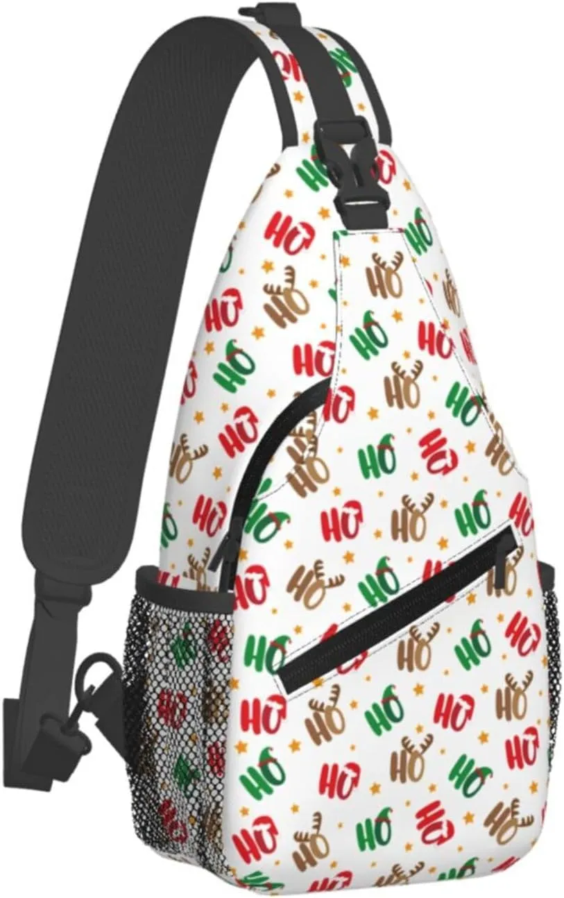 Christmas Crossbody Sling Bag For Women Men Adjustable Ho Ho Ho Christmas Chest Bag Shoulder Bag Sling Backpack Merry Xmas Daypack Christmas Gifts