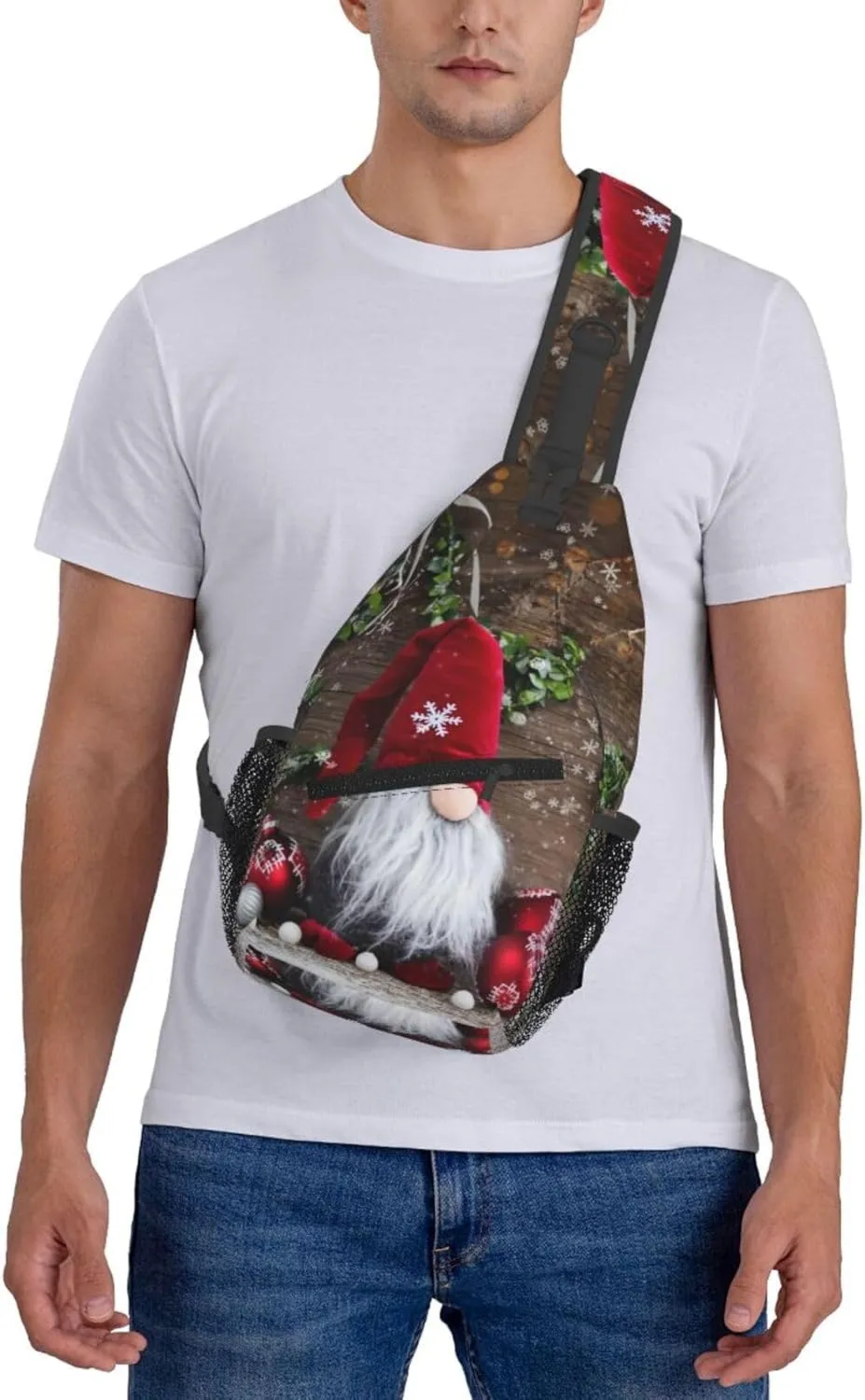 Christmas Gnome Crossbody Sling Bag For Women Men Adjustable Christmas Chest Bag Shoulder Bag Sling Backpack Merry Xmas Daypack For Sport Travel Hiking