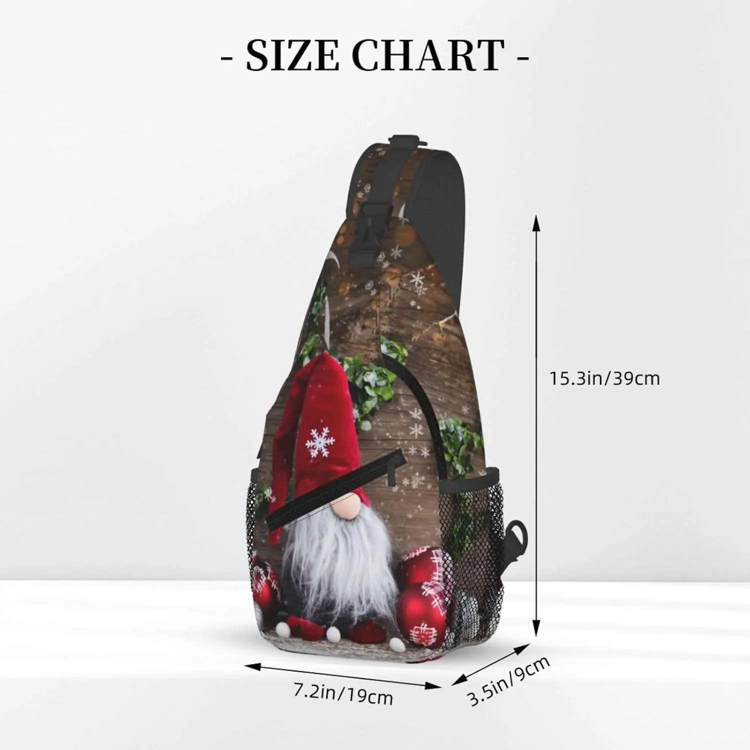 Christmas Gnome Crossbody Sling Bag For Women Men Adjustable Christmas Chest Bag Shoulder Bag Sling Backpack Merry Xmas Daypack For Sport Travel Hiking