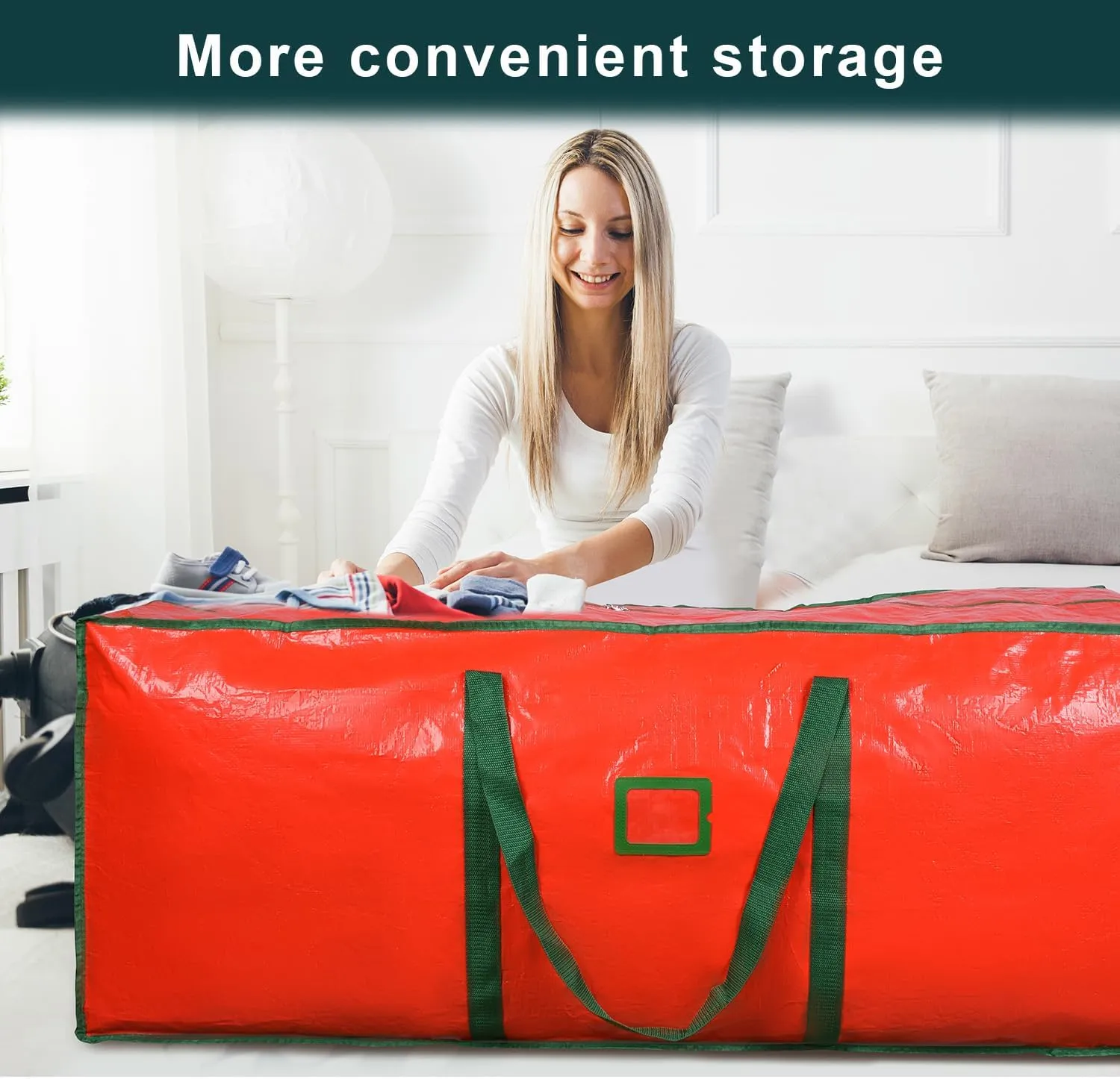 Christmas Tree Storage Bag - Fits Up to 589L (9 ft) Artificial Holiday Xmas Disassembled Trees with Durable Reinforced Handles & Dual Zipper, Durable Waterproof Material, Zippered Bag