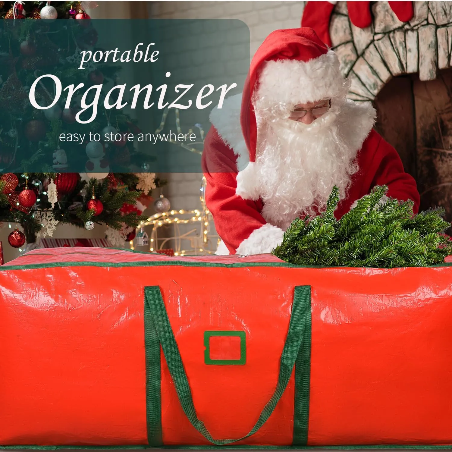 Christmas Tree Storage Bag - Fits Up to 589L (9 ft) Artificial Holiday Xmas Disassembled Trees with Durable Reinforced Handles & Dual Zipper, Durable Waterproof Material, Zippered Bag