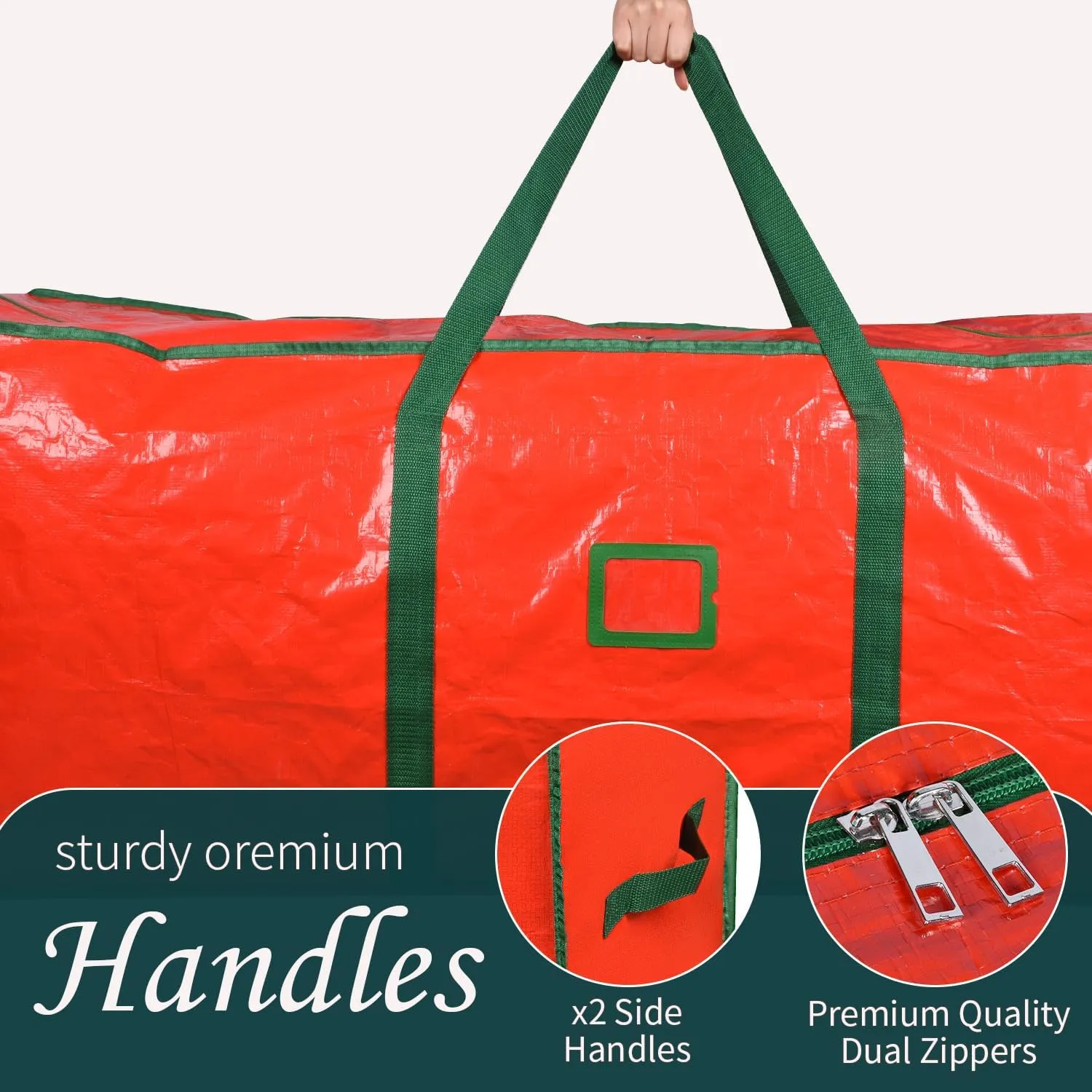 Christmas Tree Storage Bag - Fits Up to 589L (9 ft) Artificial Holiday Xmas Disassembled Trees with Durable Reinforced Handles & Dual Zipper, Durable Waterproof Material, Zippered Bag