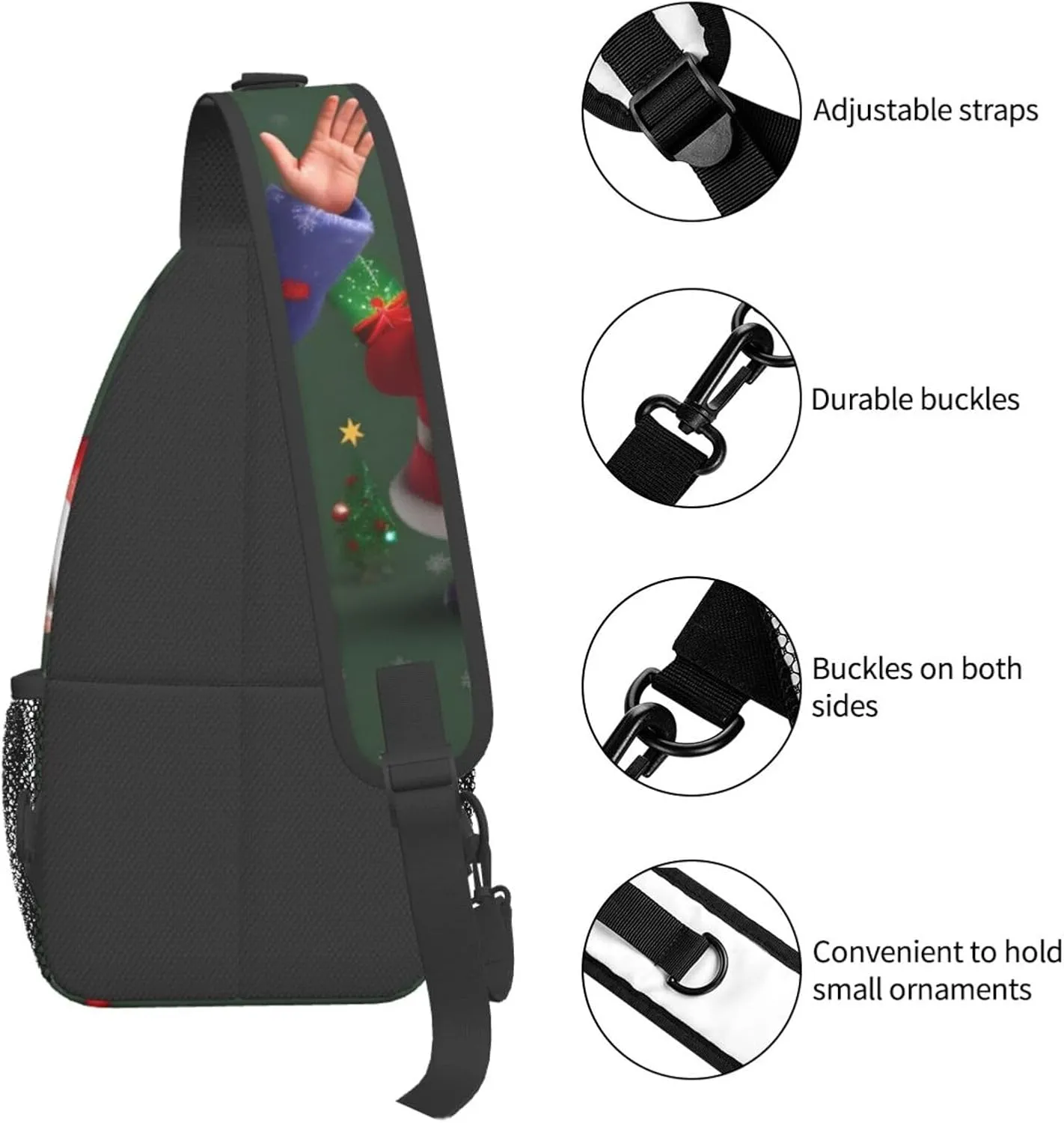 Christmas Whimsical Dwarfs Unisex Casual Diagonal Chest Bag,Multipurpose Crossbody Shoulder Bag Travel Hiking Daypack