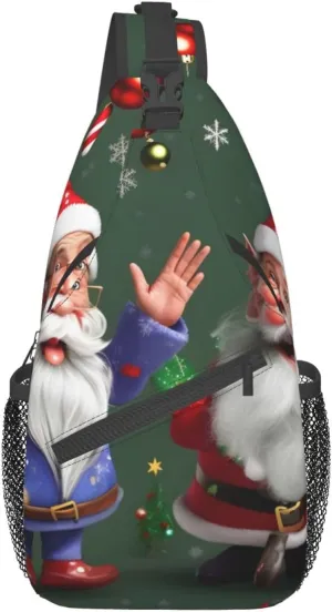 Christmas Whimsical Dwarfs Unisex Casual Diagonal Chest Bag,Multipurpose Crossbody Shoulder Bag Travel Hiking Daypack