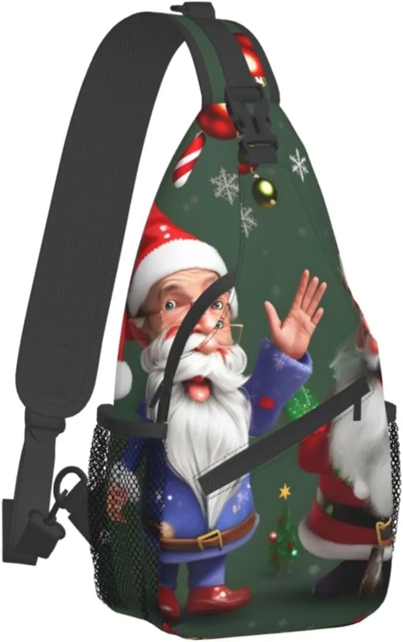 Christmas Whimsical Dwarfs Unisex Casual Diagonal Chest Bag,Multipurpose Crossbody Shoulder Bag Travel Hiking Daypack