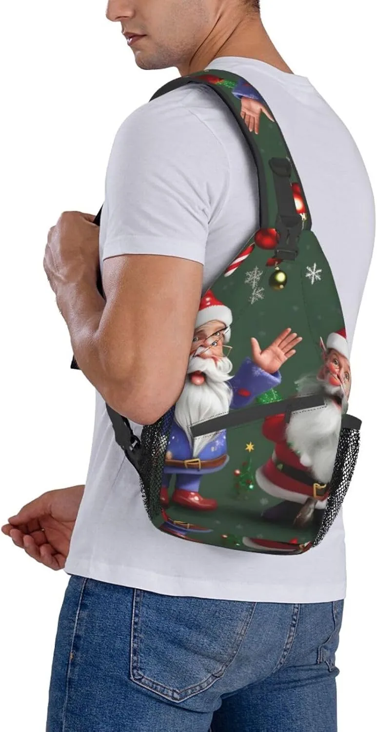 Christmas Whimsical Dwarfs Unisex Casual Diagonal Chest Bag,Multipurpose Crossbody Shoulder Bag Travel Hiking Daypack