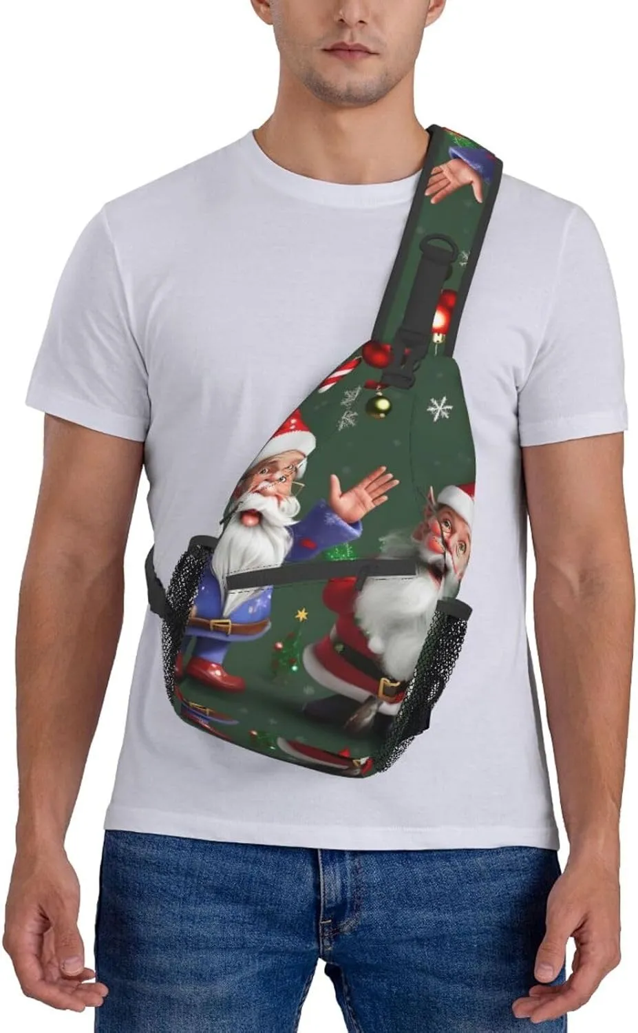 Christmas Whimsical Dwarfs Unisex Casual Diagonal Chest Bag,Multipurpose Crossbody Shoulder Bag Travel Hiking Daypack