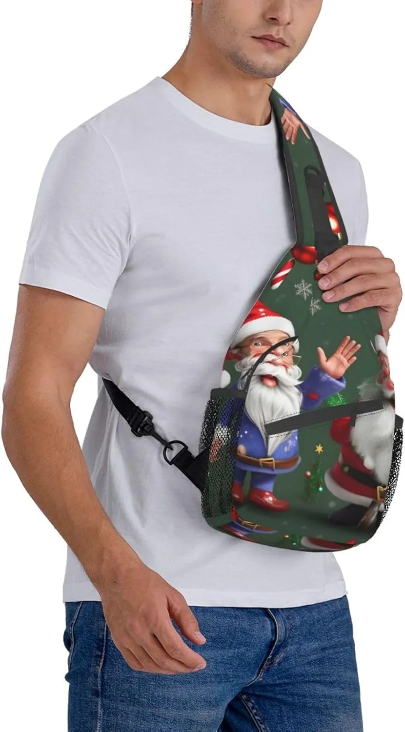 Christmas Whimsical Dwarfs Unisex Casual Diagonal Chest Bag,Multipurpose Crossbody Shoulder Bag Travel Hiking Daypack