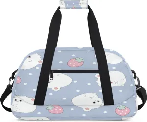 Chubby Hamsters Gym Duffel Bag for Men Women Light Purple Round Dots Sports Tote Bag with Adjustable Shoulder Strap for Dance Gymnastics Traveling Outdoor Camping Overnight Stay