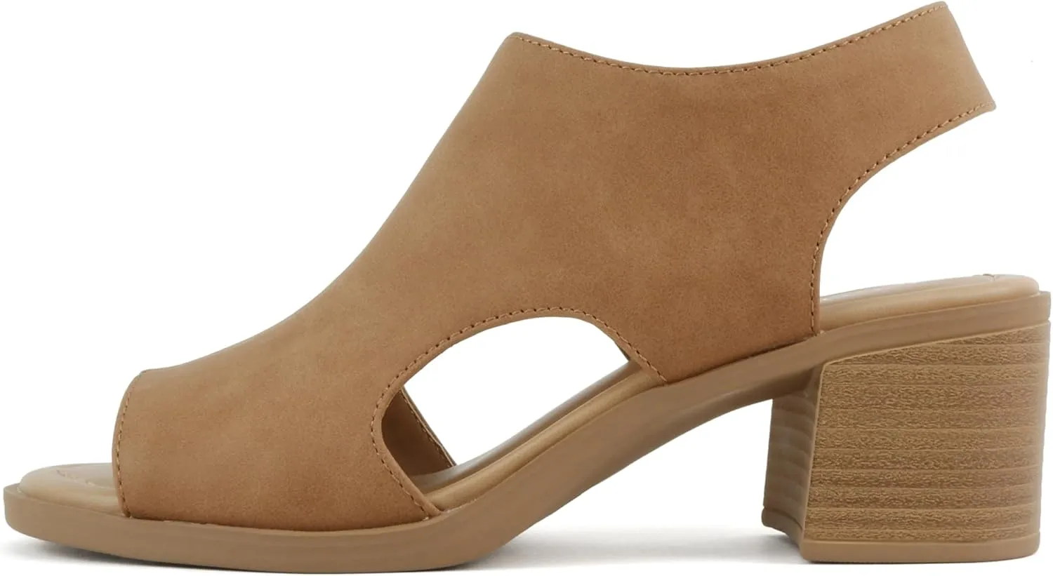 CITYCLASSIFIED “Elect” ~ Women’s Peep Toe Laser Cut Geometric Caged Slingback Ankle Strap Low Stacked Heel Ankle Bootie