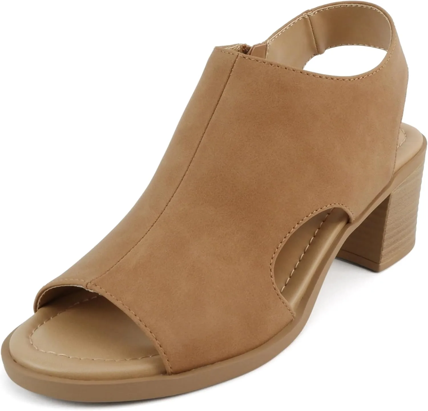 CITYCLASSIFIED “Elect” ~ Women’s Peep Toe Laser Cut Geometric Caged Slingback Ankle Strap Low Stacked Heel Ankle Bootie