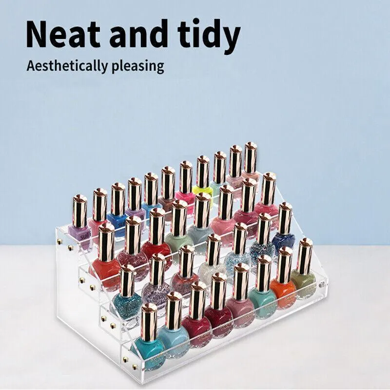 Clear Acrylic Nail Polish Rack Holder Stand Makeup Organizer Lipstick Display Au