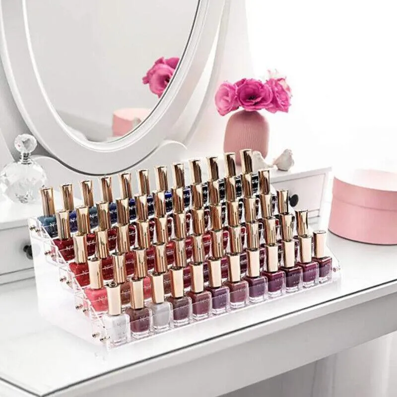 Clear Acrylic Nail Polish Rack Holder Stand Makeup Organizer Lipstick Display Au