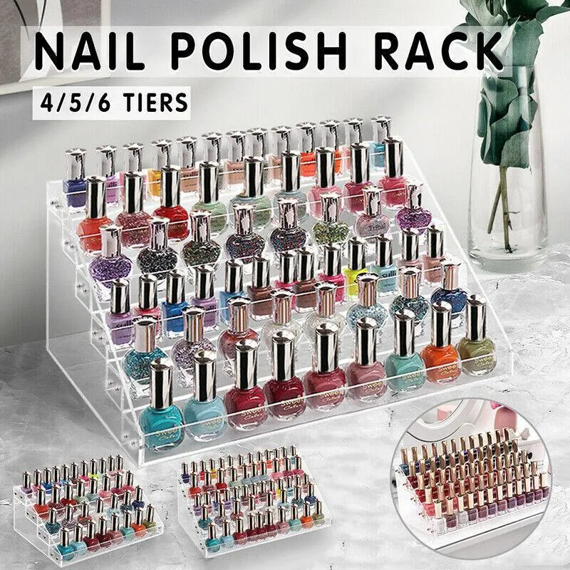 Clear Acrylic Nail Polish Rack Holder Stand Makeup Organizer Lipstick Display Au