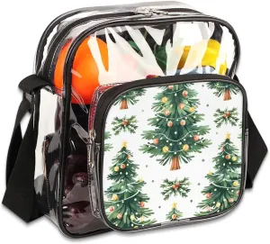 Clear Crossbody Bag for Women Men Stadium Approved Transparent Bag for Festivals,Sports Events,Concerts,Beach Bag Clear Purse with Front Pocket Messenger Bag,Nature-Inspired Christmas Tree