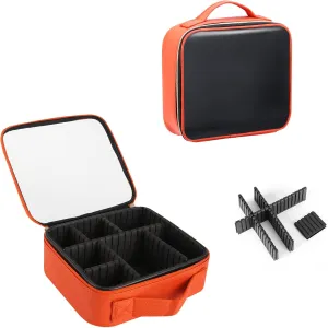 Clear Makeup Bag 10.6X3.7X8.7 inch Travel Cosmetic Organizer Case for Women with Handle and Detachable Dividers, Portable Waterproof Makeup Bag, Gift for Women, Gift for Girls, Orange