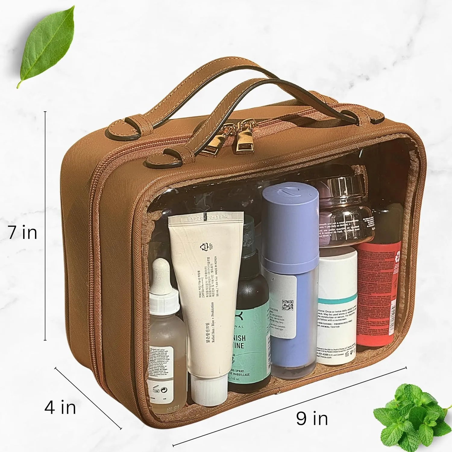 Clear Makeup Bag Toiletry Bag for Women Cosmetic Case Large Capacity Travel Make Up Bag Organizer Transparent Storage Compartment TSA Approved