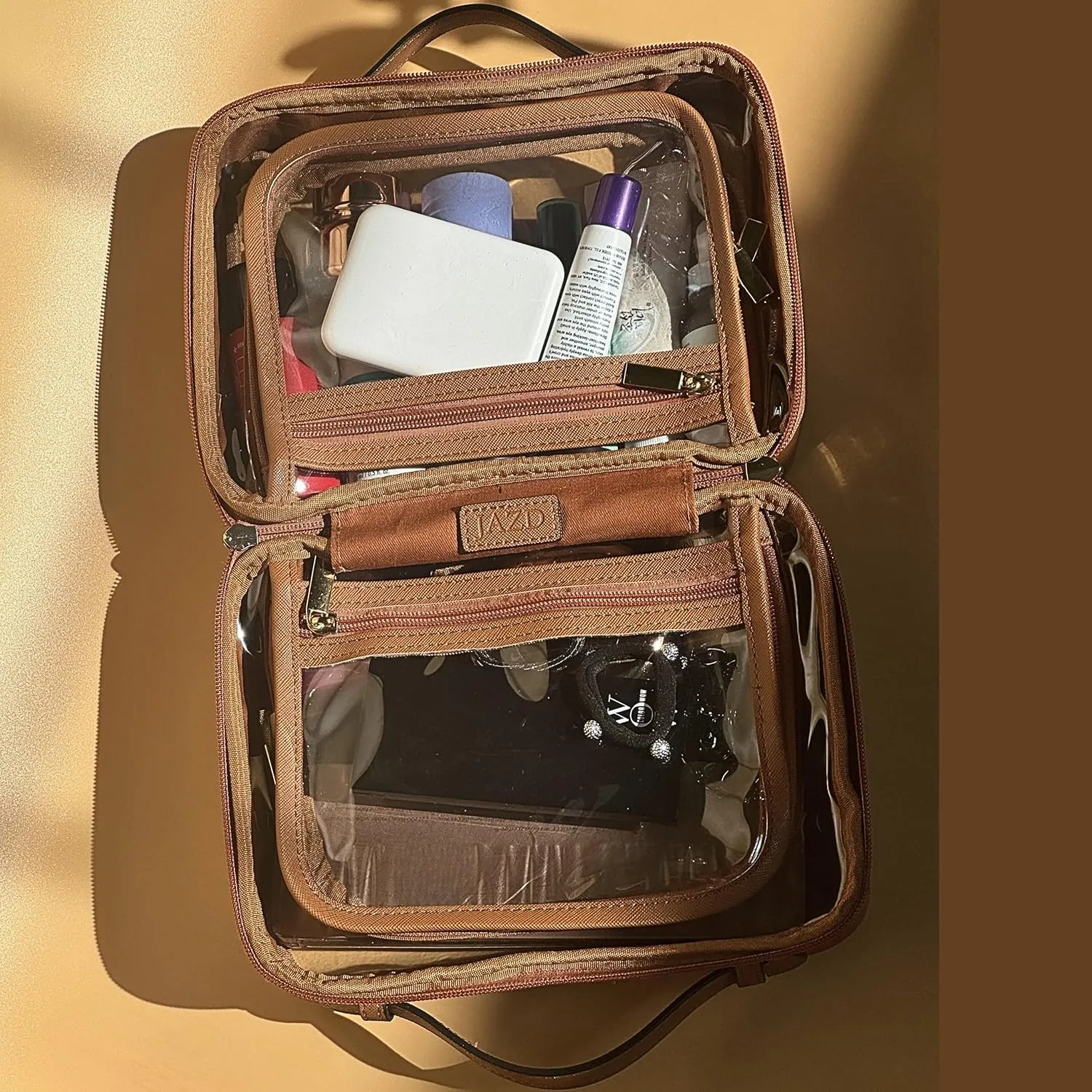 Clear Makeup Bag Toiletry Bag for Women Cosmetic Case Large Capacity Travel Make Up Bag Organizer Transparent Storage Compartment TSA Approved