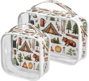 Clear Makeup Bags Primitive Tribe Transparent Travel Cosmetic Bag with Handle for Toiletries 2 Pack