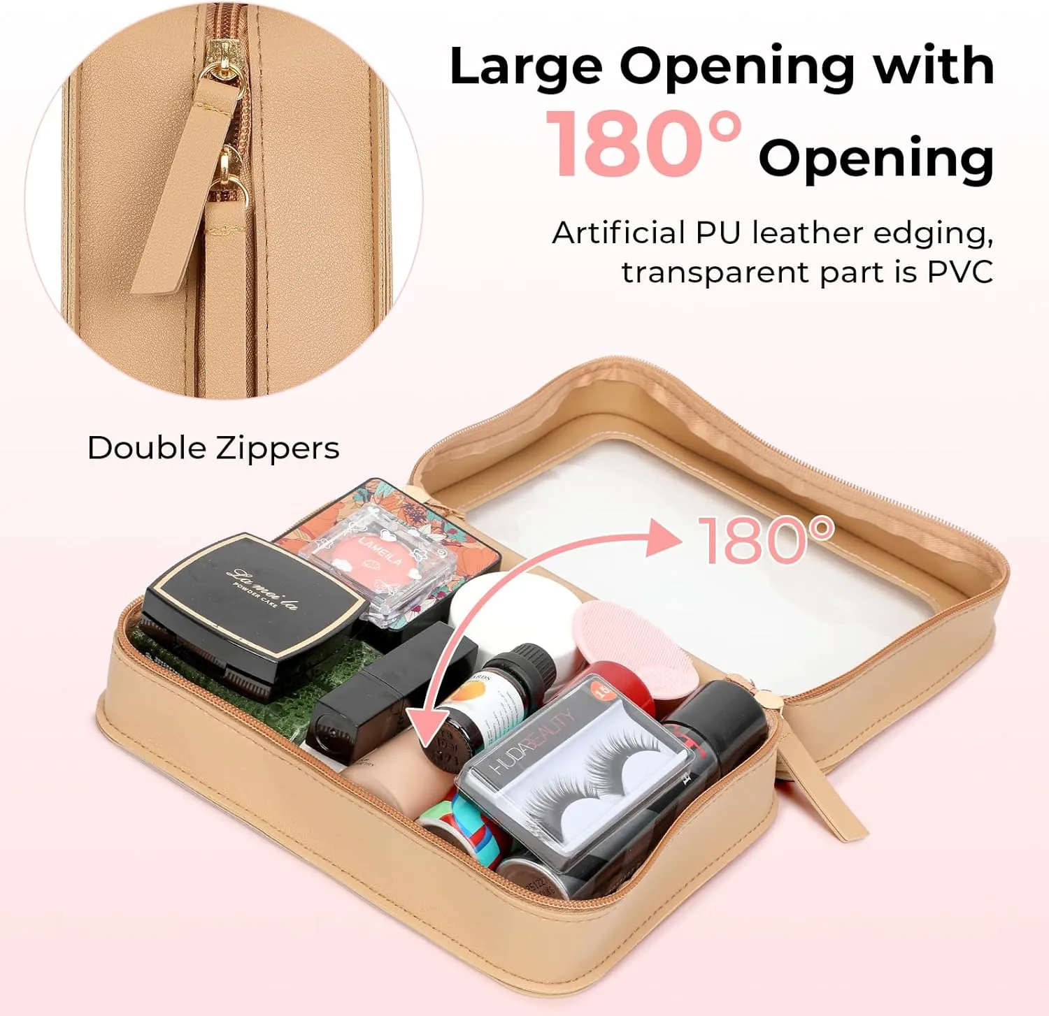 Clear Makeup Bags, TSA Approved Travel Toiletry Pouch with Zipper, Organizer Cosmetic Case for Travel Purse Car Transparent,Square Pouches for Women Men