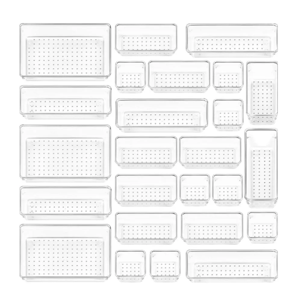 Clear Plastic Drawer Organiser Set (Set of 25)