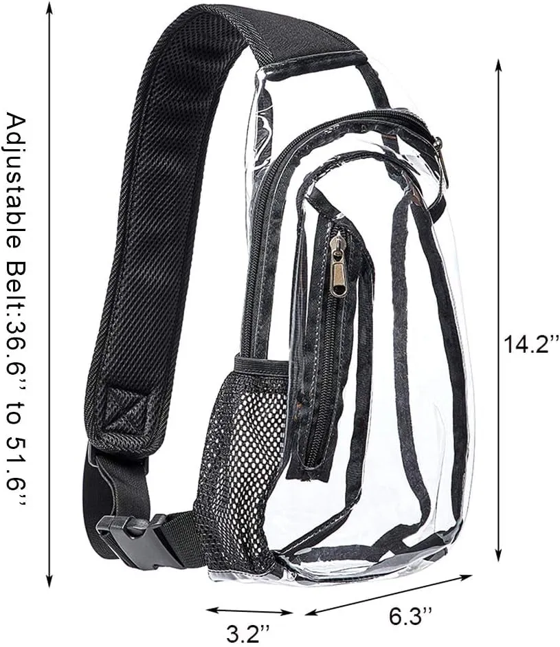 Clear Sling Bag, Stadium Approved Clear Bag, Transparent Chest Daypack for Hiking, Stadium or Concerts