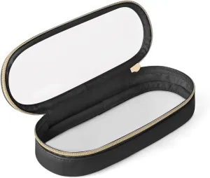 Clear Travel Makeup Brush Holder, Leather Makeup Brush Toiletry Bag, Portable Cosmetic Brush Case, Transparent Waterproof Makeup Brush Storage Bag, Black, Large