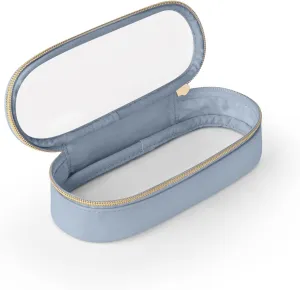 Clear Travel Makeup Brush Holder, Leather Makeup Brush Toiletry Bag, Portable Cosmetic Brush Case, Transparent Waterproof Makeup Brush Storage Bag, Blue