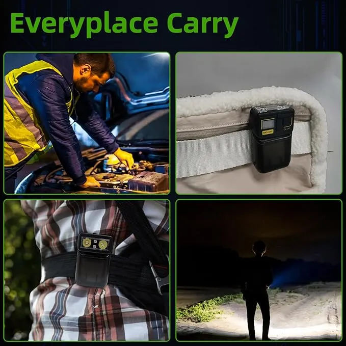 Clip on Flashlight, Mini Flashlight Rechargeable with Digital Display, 180°Rotating Head Pocket Flashlight, 6 Lighting Modes, Magnetic Flashlight with Clip for Camping Outdoor, Gift
