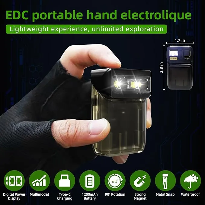 Clip on Flashlight, Mini Flashlight Rechargeable with Digital Display, 180°Rotating Head Pocket Flashlight, 6 Lighting Modes, Magnetic Flashlight with Clip for Camping Outdoor, Gift