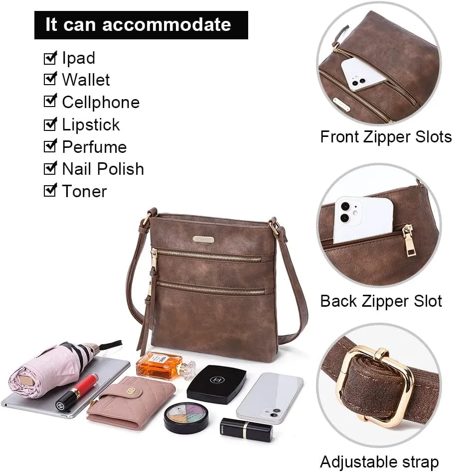 CLUCI Crossbody Purses for Women, Medium Size Zipper Pocket Adjustable Strap, Soft Leather Women's Shoulder Handbags