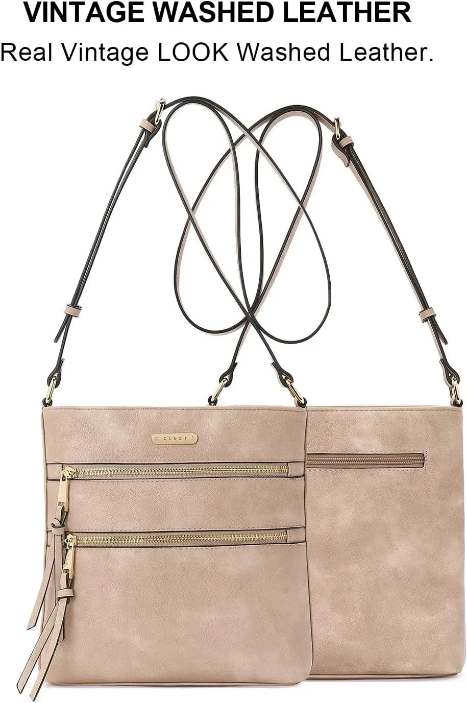 CLUCI Crossbody Purses for Women, Medium Size Zipper Pocket Adjustable Strap, Soft Leather Women's Shoulder Handbags