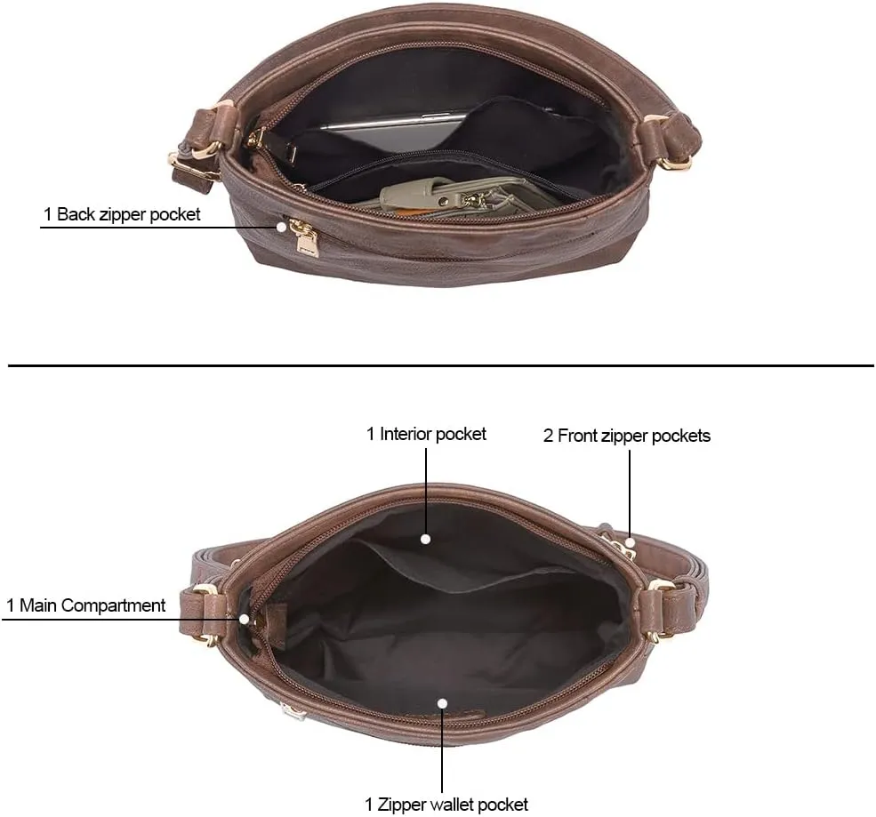 CLUCI Crossbody Purses for Women, Medium Size Zipper Pocket Adjustable Strap, Soft Leather Women's Shoulder Handbags