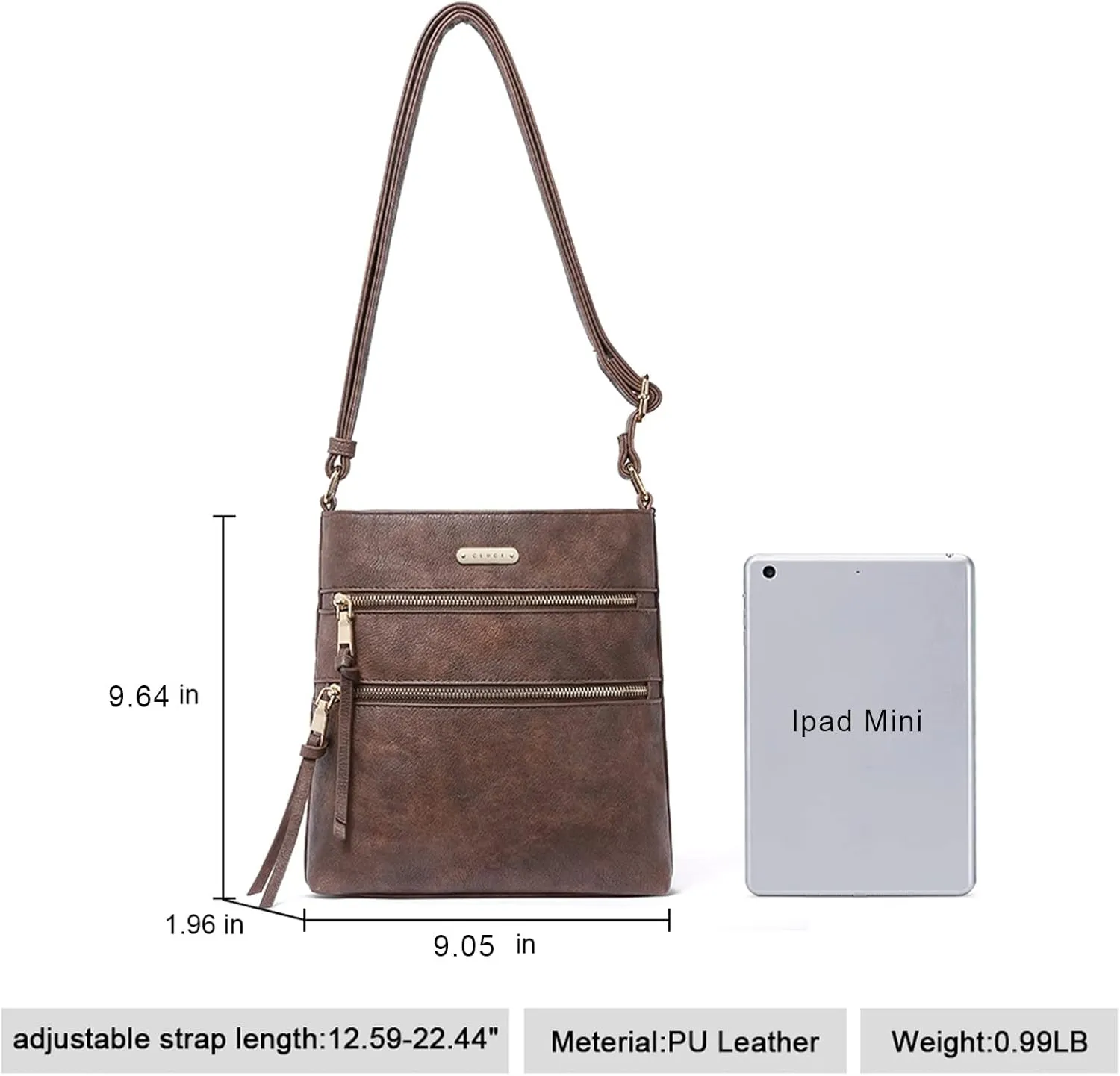 CLUCI Crossbody Purses for Women, Medium Size Zipper Pocket Adjustable Strap, Soft Leather Women's Shoulder Handbags