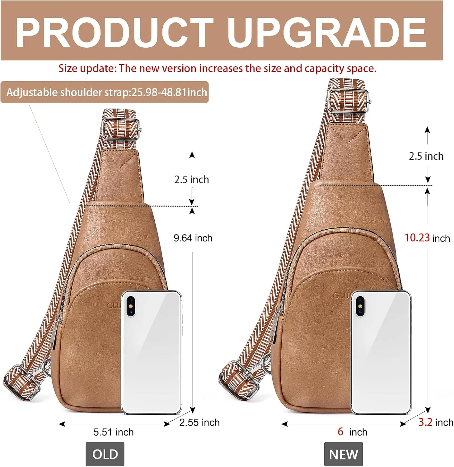 CLUCI Small Sling Bag for Women,Vegan Leather Crossbody Bags for Women,Fanny Packs with Guitar Strap