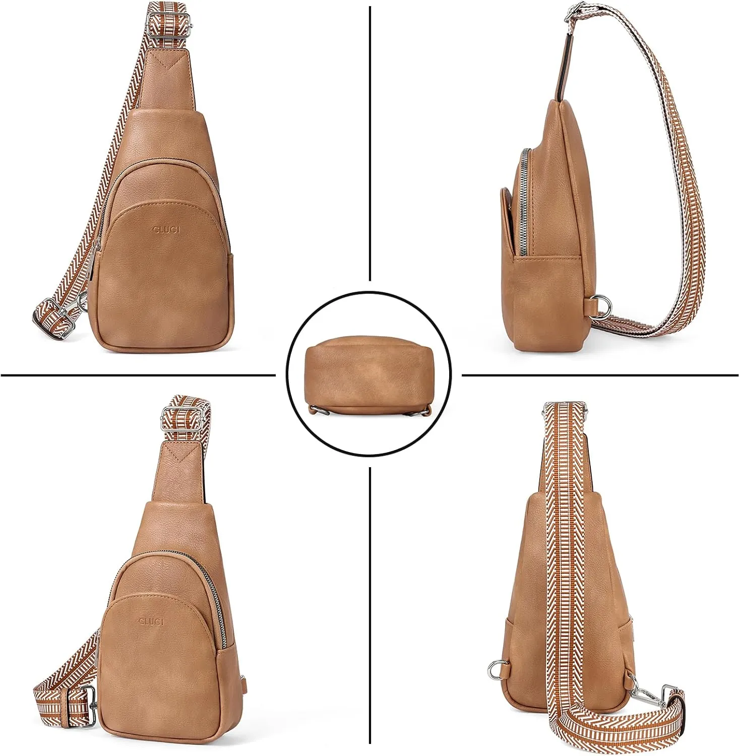 CLUCI Small Sling Bag for Women,Vegan Leather Crossbody Bags for Women,Fanny Packs with Guitar Strap
