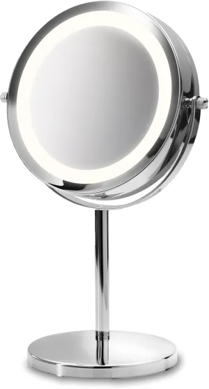 CM 840 Round Cosmetic Mirror - Table Mirror with Led Lighting and 5X Magnification - Make-Up Mirror with 360° Swivel Function