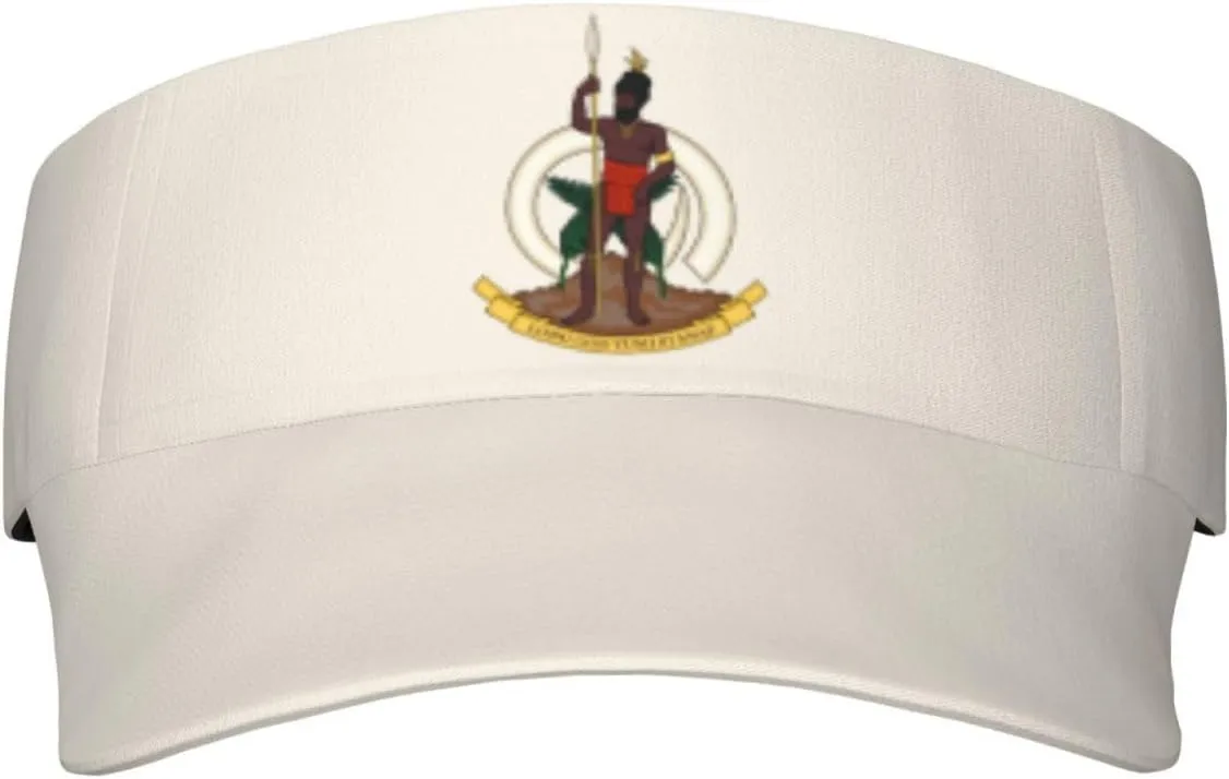 Coat of Arms Vanuatu Adult Sun Visor Cap - UV Protection, Breathable, Adjustable, Sports & Outdoor Hat Black