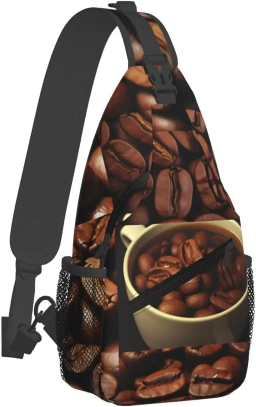 (Coffee Collage) Sling Bag Crossbody Backpack For Men Women Adjustable Chest Daypack For Travel Hiking Gym Casual Shoulder Bag