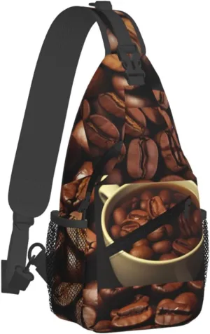 (Coffee Collage) Sling Bag Crossbody Backpack For Men Women Adjustable Chest Daypack For Travel Hiking Gym Casual Shoulder Bag
