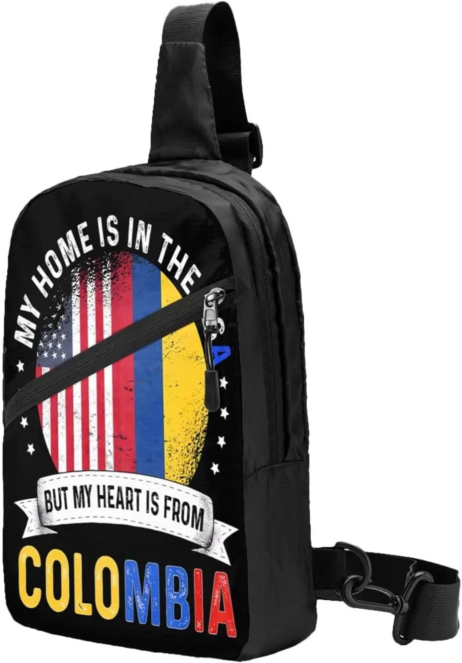 Colombian American Patriot Heart is From Colombia Flag Packable Crossbody Bag Portable Sling Bags Foldable Travel Daypack Reusable Sports Shoulder Backpack Diagonally Chest Bag for Workout
