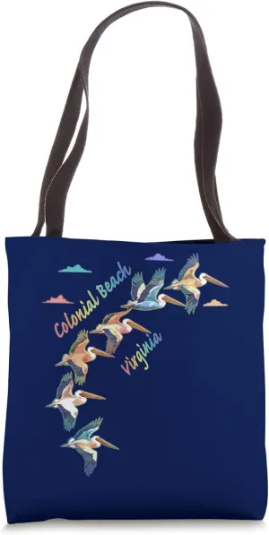 Colonial Beach Virginia Colorful Tie-Dye Pelican Shore Tote Bag