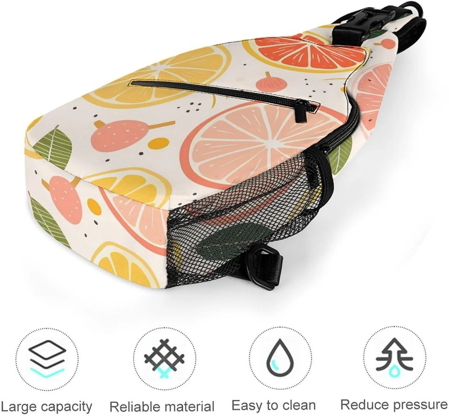 Colorful Fruit Print Crossbody Small Sling Backpack Sling Bag for Women Men Travel Hiking Chest Bag Daypack