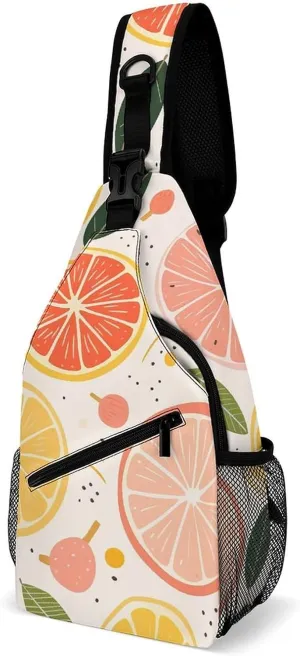 Colorful Fruit Print Crossbody Small Sling Backpack Sling Bag for Women Men Travel Hiking Chest Bag Daypack