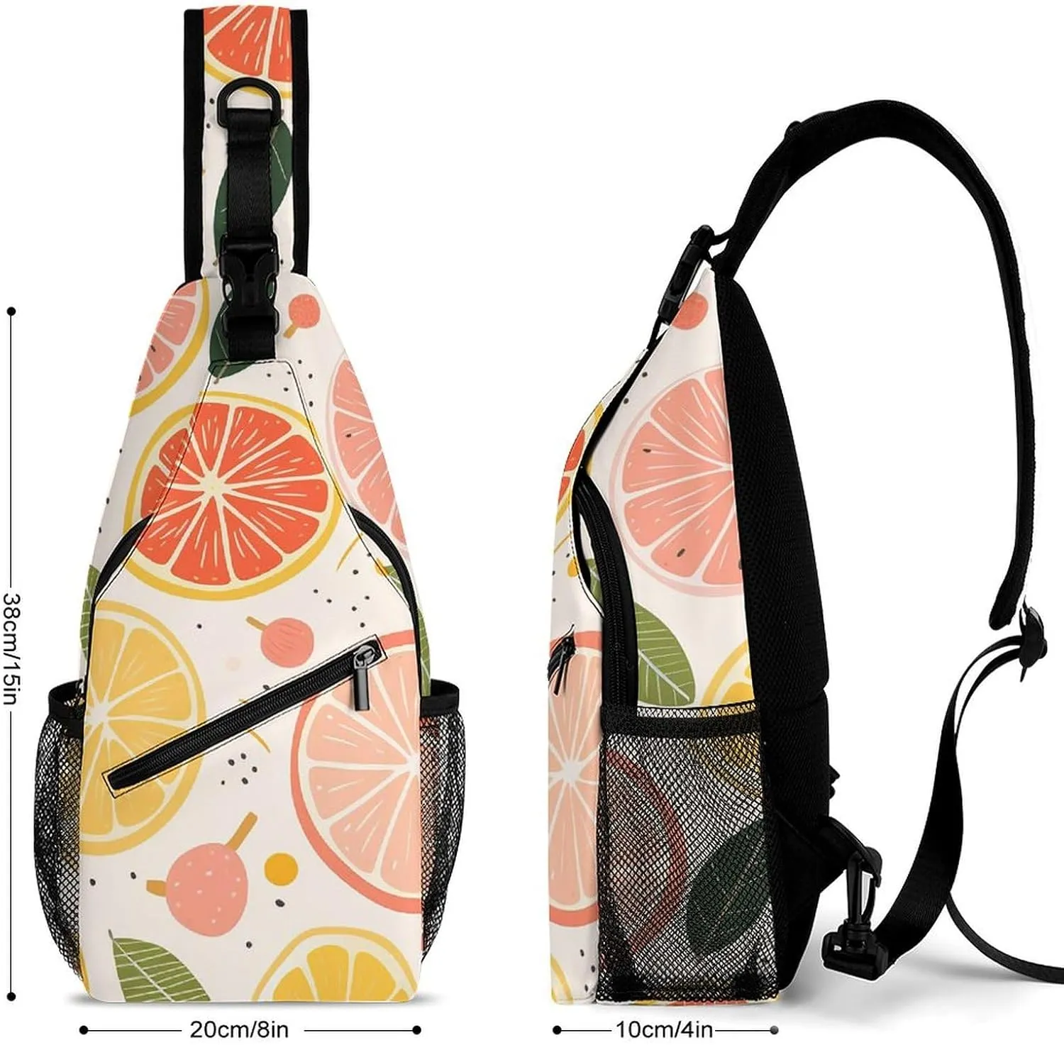 Colorful Fruit Print Crossbody Small Sling Backpack Sling Bag for Women Men Travel Hiking Chest Bag Daypack