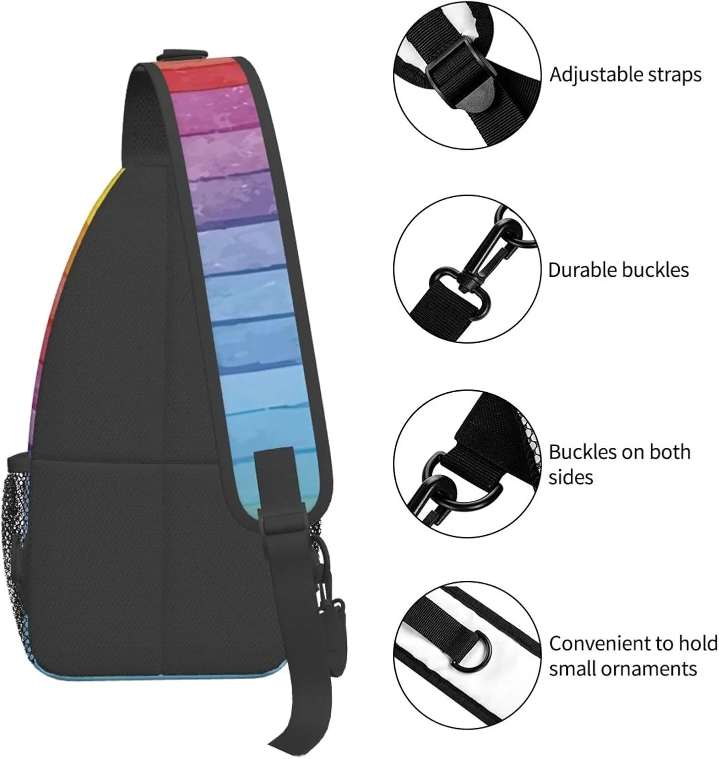 Colorful Rainbow Stripe.Webp Unisex Casual Diagonal Chest Bag,Multipurpose Crossbody Shoulder Bag Travel Hiking Daypack