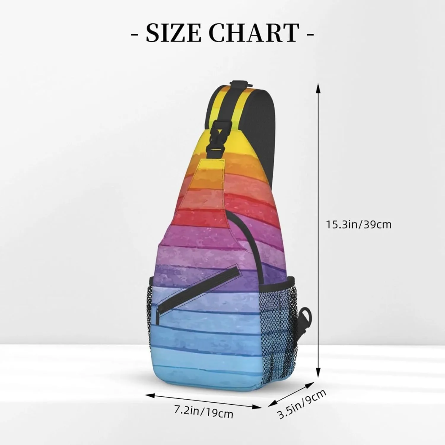 Colorful Rainbow Stripe.Webp Unisex Casual Diagonal Chest Bag,Multipurpose Crossbody Shoulder Bag Travel Hiking Daypack